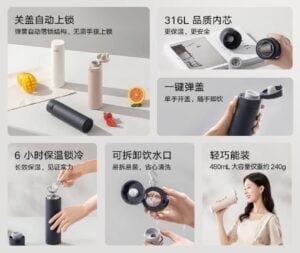Mijia thermos cup flip top version 2 3